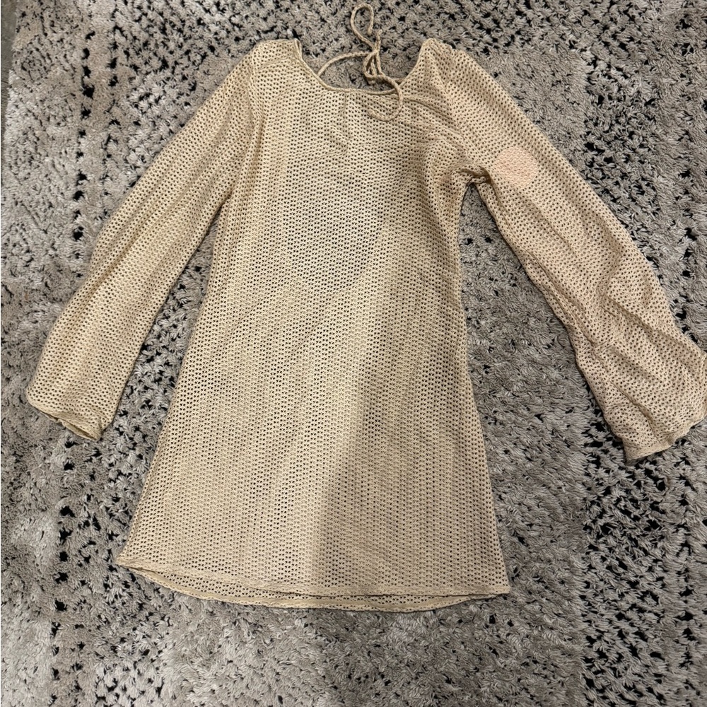 Beige Knit Long Sleeve Dress